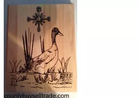 Handcrafted woodburning clocks and plaques with any design or style