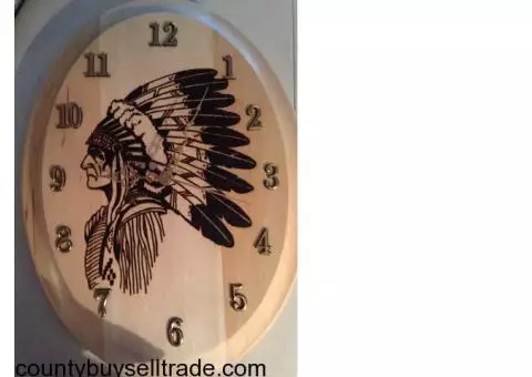 Handcrafted woodburning clocks and plaques with any design or style